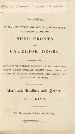 Just published, by Messrs. Priestley and Weale, 5, High Street, Bloomsbury, London