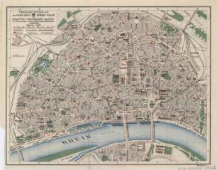 Stadtplan von Köln, 1:15 000, Farbendruck, um 1915 : Köln / Liegenschaftsamt : Übersichtsplan der Stadt Köln / Entwurf, Gravur u. Farblithographie angefertigt v. d. Vermessungs- u. Planabt. d. Liegenschaftsamtes d. Stadt Köln. - 1:15 000. - Köln , [ca. 1915]. - 2 Kt. auf Vorder- u. Rücks. : mehrfarb. ; Blattgr. 30 x 24 cm. - Enth.: Vorders.: Innere Stadt. Rücks.: mit Vororten 1:50 000