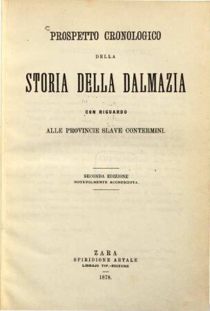 Prospetto cronologico della storia della Dalmazia con riguardo alle provincie slave contermini