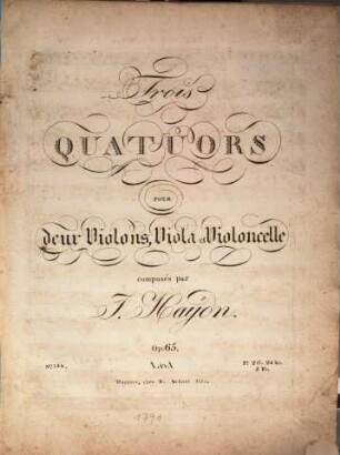 Trois quatuors pour deux violons, viola et violoncelle