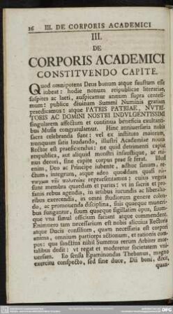 III. De corporis academici constituendo capite