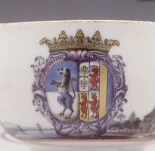 Henkeltasse und Unterschale mit Allianzwappen Pisani und Corner — Tasse