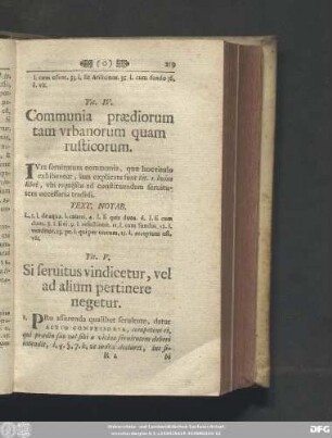 Tit. IV. Communia praediorum tam urbanorum quam rusticorum.