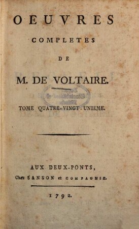 Oeuvres Complètes De M. De Voltaire, 81. Recueil Des Lettres De M. De Voltaire ; T. 3 : 1739 - 1741