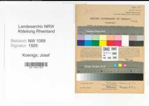 Entnazifizierung Josef Koenigs , geb. 12.04.1903 (Unterbrandmeister)