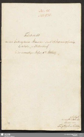 Fahrbericht von dem Grubengebaeude Alexander samt Schwemmspfennig Erbstolln zu Hilbersdorf in der auswaertigen Refier, IIter Abtheil.