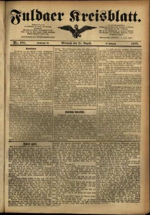 Ausgabe vom Mittwoch, den 21. August 1907.