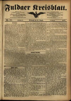 Ausgabe vom Mittwoch, den 21. August 1907.