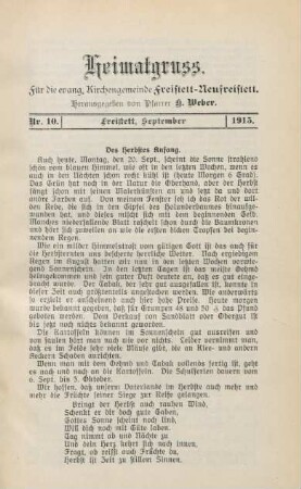 10.1915: Heimatgruß