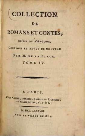 Collection De Romans Et Contes : Imités De L'Anglois, 4