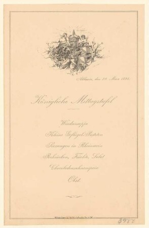Menükarte : Königliche Mittagstafel