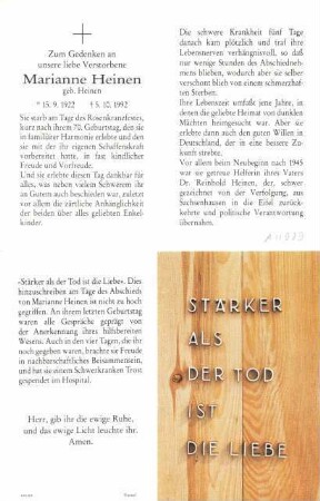 Heinen, Marianne geb. Heinen [sic]