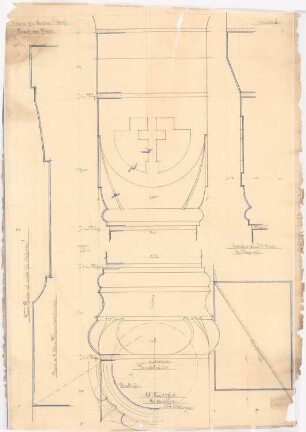 Herz-Jesu-Kirche (mit Vikarie), Heeren-Werve: Pfeiler mit Kapitell des Pfarrhauses, Details 1:1