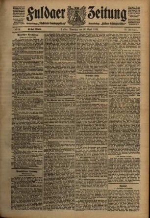 Erste Ausgabe vom Dienstag, den 26. April 1910.