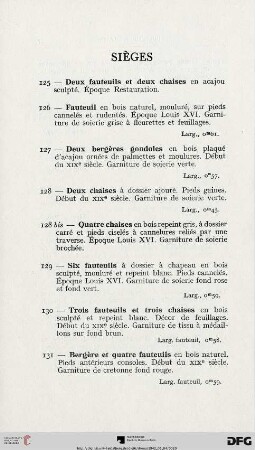 Sièges (Nr. 125-136)