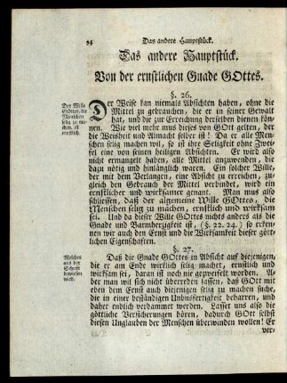 Das andere Hauptstück. Von der ernstlichen Gnade GOttes