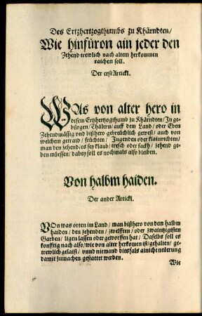 Des Ertzhertzogthumbs zu Khärndten/ Zehend Ordnung.