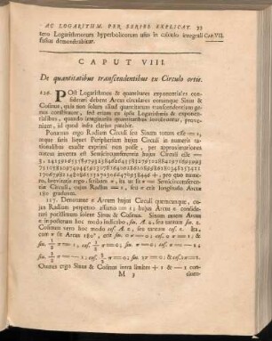 Caput VIII. De quanitatibus transcendentibus ex Circulo ortis