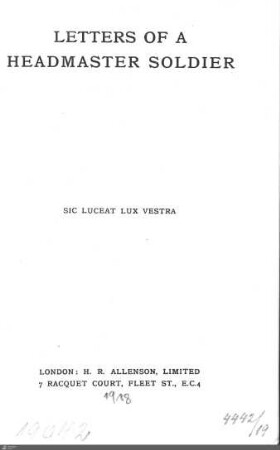 Letters of a headmaster soldier