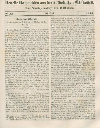 Neueste Nachrichten aus den katholischen Missionen Nr. 21