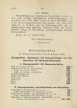 Bekanntmachung des Polizei-Präsidenten vom 21. Februar 1887