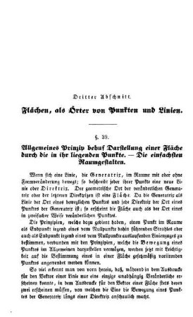 Flächen, als Örter von Punkten und Linien.