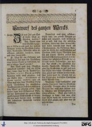 Entwurf des ganzen Wercks.