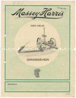 Grasmäher von der Firma Massey-Harris und Co. in Kanada