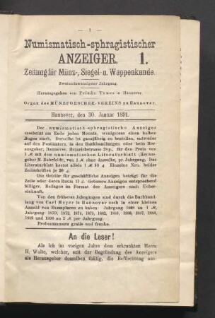 1. 30. Januar 1891
