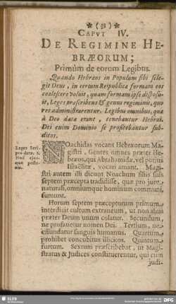 Caput IV. De Regimine Hebraeorum; Primum de eorum Legibus