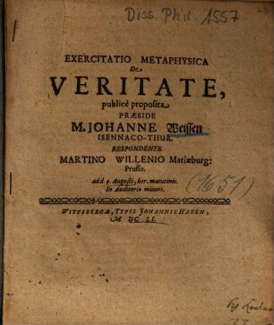 Exercitatio Metaphysica De Veritate