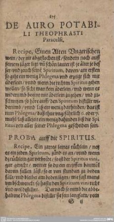DE AURO POTABILI THEOPHRASTI Paracelsi.