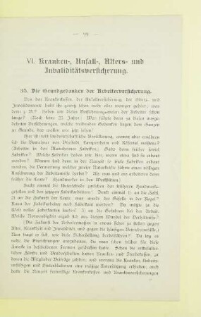 VI. Kranken-, Unfall-, Alters- und Invaliditätsversicherung