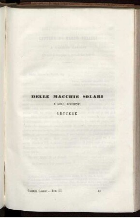 Delle Macchie Solari E Loro Accidenti Lettere.