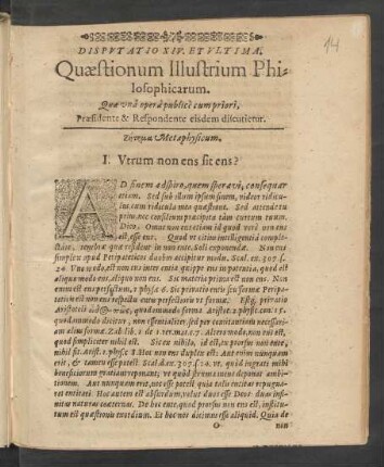 Disputatio XIV. Et Ultima.
