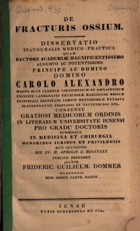 De fracturis ossium : (Diss. inaug.)