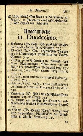 Ungebundene in Duodecimo.