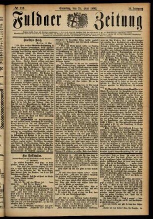 Ausgabe vom Samstag, den 21. Mai 1892.