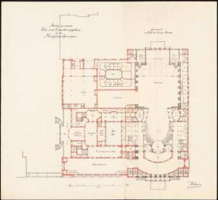Königliche Oper (auch: Staatsoper unter den Linden, Lindenoper), Berlin Erweiterung - I. Projekt: Grundriss 1. Rang 1:200