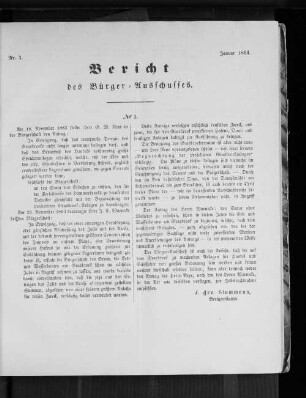 Nr. 3. Bericht des Bürger=Ausschusses. Januar 1864.