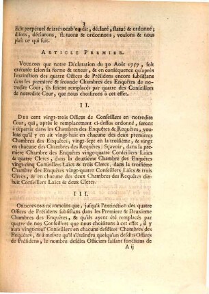 Edict du roy concernant le service des chambres des enquêtes ... du parlement