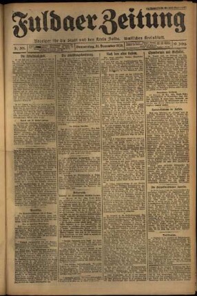 Erste Ausgabe vom Donnerstag, den 31. Dezember 1925.