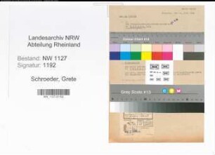 Entnazifizierung Grete Schroeder , geb. 00.00.0000 ()