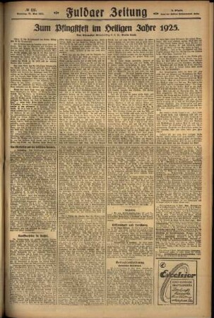 Zweite Ausgabe vom Sonntag, den 31. Mai 1925.