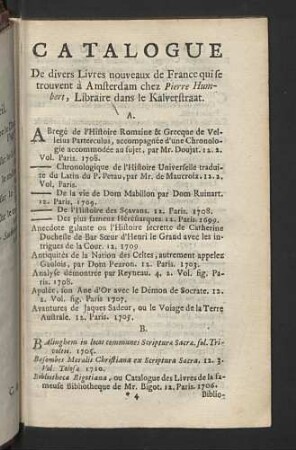 Catalogue de divers livres nouveaux de France ...