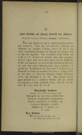 XI. Zwei Gedichte auf Herzog Heinrich den Jüngern