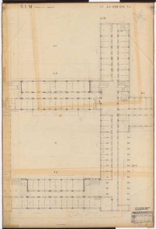 Reichsluftfahrtministerium, Berlin: Teilgrundriss L1/L2/Q1 1:100 (2. OG)