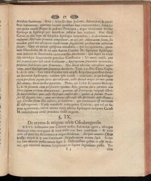 §. IX. De etymo & origine urbis Osnabrugensis.