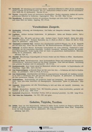 Gobelins, Teppiche, Textilien (Nr. 544-568a)