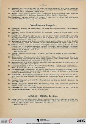 Gobelins, Teppiche, Textilien (Nr. 544-568a)